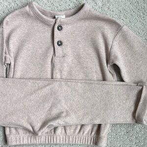 H&M Henley - Light Beige pink organic cotton set with adjustable pants